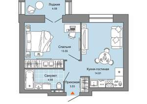 1-к квартира, вторичка, 39м2, 8/8 этаж