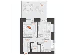 1-к квартира, вторичка, 48м2, 2/7 этаж