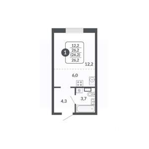 1-к квартира, вторичка, 26м2, 16/17 этаж