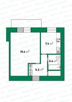 1-к квартира, вторичка, 37м2, 6/9 этаж