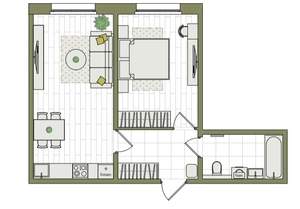 2-к квартира, вторичка, 46м2, 2/17 этаж