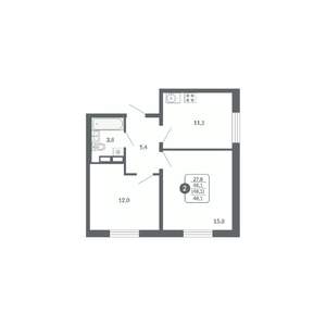 2-к квартира, вторичка, 48м2, 5/17 этаж