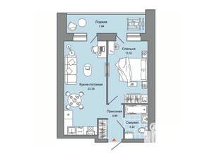 1-к квартира, вторичка, 46м2, 4/8 этаж