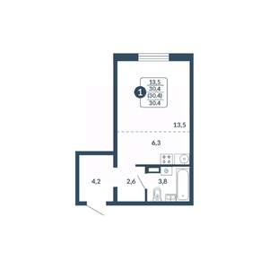 Студия квартира, вторичка, 30м2, 4/17 этаж