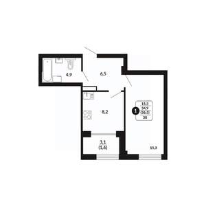 1-к квартира, вторичка, 37м2, 14/17 этаж