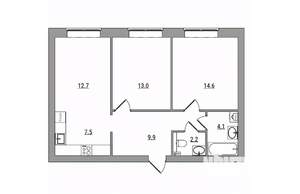 3-к квартира, вторичка, 66м2, 1/6 этаж