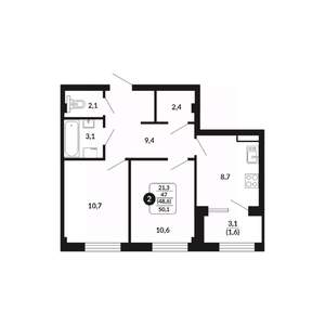 2-к квартира, вторичка, 49м2, 4/17 этаж