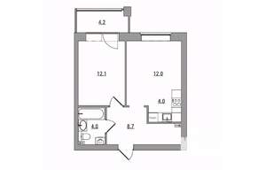 2-к квартира, вторичка, 45м2, 6/6 этаж