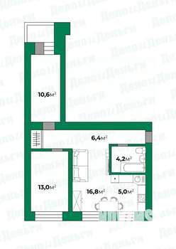 2-к квартира, вторичка, 57м2, 9/9 этаж