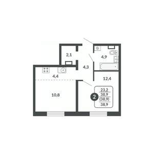 2-к квартира, вторичка, 39м2, 14/17 этаж