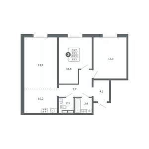 3-к квартира, вторичка, 84м2, 17/17 этаж