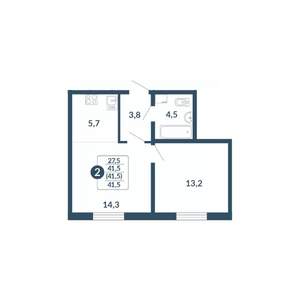 2-к квартира, вторичка, 42м2, 2/17 этаж