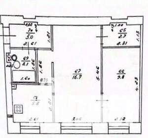 2-к квартира, вторичка, 43м2, 1/4 этаж