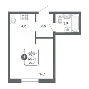 Студия квартира, вторичка, 28м2, 2/17 этаж