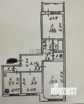 3-к квартира, вторичка, 64м2, 1/10 этаж