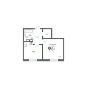 1-к квартира, вторичка, 41м2, 8/17 этаж