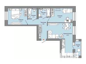 2-к квартира, строящийся дом, 69м2, 7/7 этаж