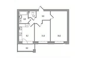 2-к квартира, вторичка, 55м2, 6/6 этаж