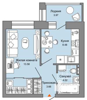 1-к квартира, вторичка, 32м2, 5/6 этаж