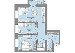 2-к квартира, вторичка, 66м2, 3/8 этаж