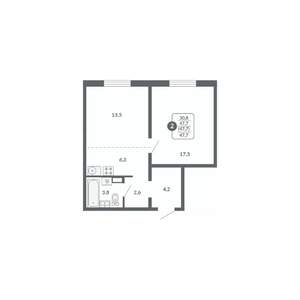 2-к квартира, вторичка, 48м2, 17/17 этаж