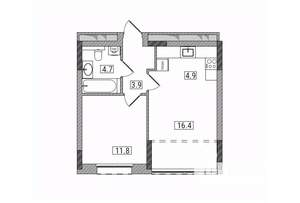 2-к квартира, вторичка, 42м2, 6/17 этаж