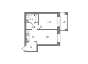 2-к квартира, вторичка, 46м2, 4/6 этаж