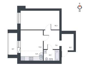 2-к квартира, вторичка, 57м2, 9/12 этаж