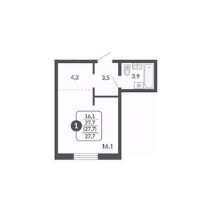 Студия квартира, вторичка, 28м2, 10/17 этаж