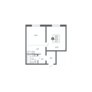 2-к квартира, вторичка, 48м2, 13/17 этаж