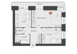 2-к квартира, вторичка, 53м2, 2/8 этаж