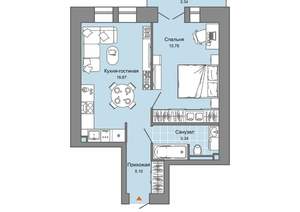 1-к квартира, вторичка, 46м2, 3/8 этаж