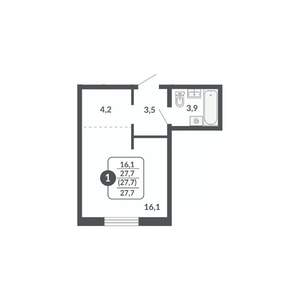 Студия квартира, вторичка, 28м2, 10/17 этаж