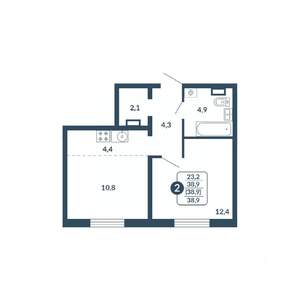 2-к квартира, вторичка, 39м2, 11/17 этаж