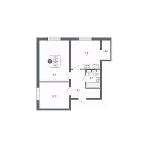 2-к квартира, вторичка, 60м2, 8/17 этаж
