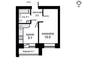 1-к квартира, вторичка, 35м2, 2/12 этаж