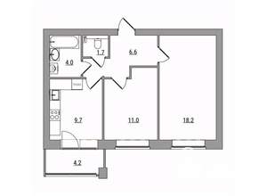 2-к квартира, вторичка, 55м2, 5/7 этаж