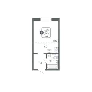 Студия квартира, вторичка, 26м2, 6/17 этаж