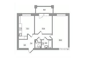 2-к квартира, вторичка, 66м2, 3/6 этаж