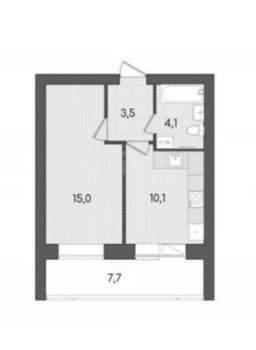 2-к квартира, вторичка, 40м2, 6/12 этаж