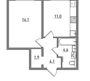 1-к квартира, вторичка, 36м2, 9/17 этаж