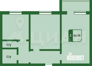 2-к квартира, вторичка, 53м2, 5/5 этаж