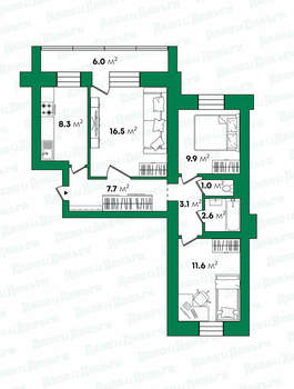 3-к квартира, вторичка, 64м2, 9/10 этаж