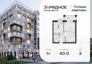 1-к квартира, вторичка, 40м2, 3/8 этаж