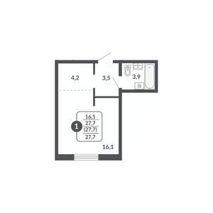 Студия квартира, строящийся дом, 28м2, 2/17 этаж
