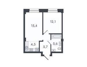 2-к квартира, вторичка, 43м2, 3/16 этаж