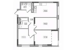 3-к квартира, вторичка, 82м2, 5/17 этаж