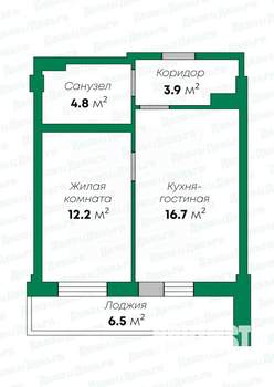 2-к квартира, вторичка, 41м2, 6/16 этаж
