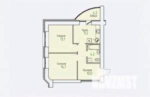 2-к квартира, строящийся дом, 53м2, 4/14 этаж