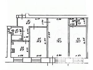 3-к квартира, вторичка, 54м2, 3/5 этаж